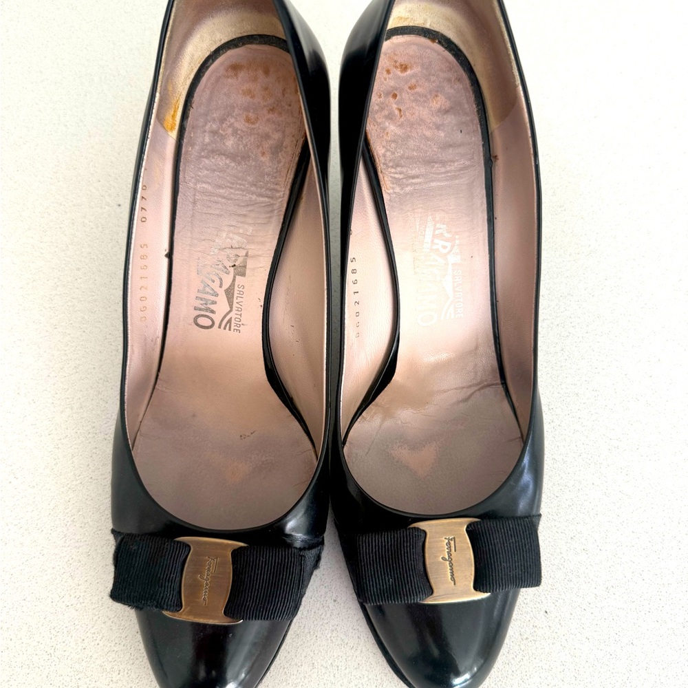 Salvatore Ferragamo Black Leather Heels